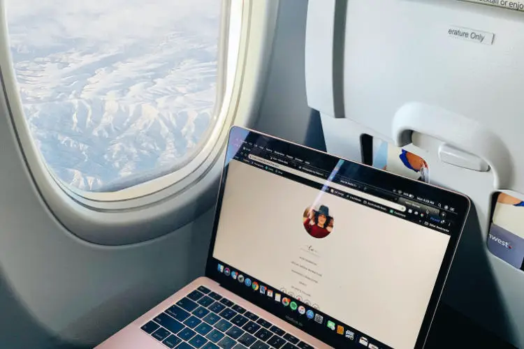 Laptop on a plane